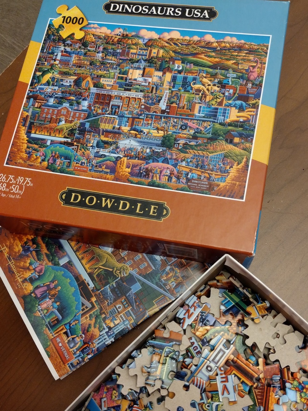 3/$30 Dowdle 1000 piece vernal dinosaur puzzle 68x50cm